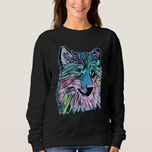 Sweatshirt Wolf head predator face imprint with wild animal (Devant)