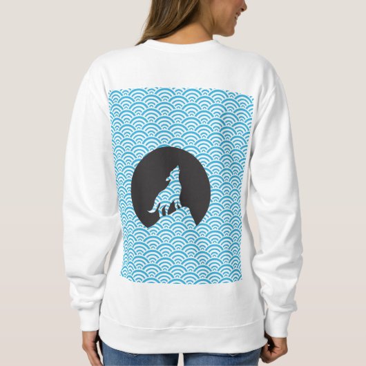 Sweatshirt Wolf Howing à Moon Sweatshirt-avec Motif Wave (Dos)