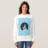 Sweatshirt Wolf Howing à Moon Sweatshirt-avec Motif Wave (Devant entier)
