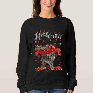 Sweatshirt Wolf Leaf Automne Happy Automne Y'all Red Truck