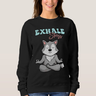 Sweatshirt Wolf Unicorne Méditant Exhale Stress Médat Mur