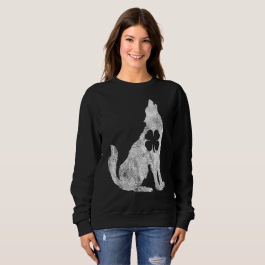 Sweatshirt Wolf Wolves St. Patrick's Day Shamrock Clover Iris (Devant entier)