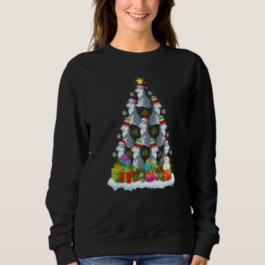Sweatshirt Wolf Xmas Holiday Wolf Christmas Tree (Devant)