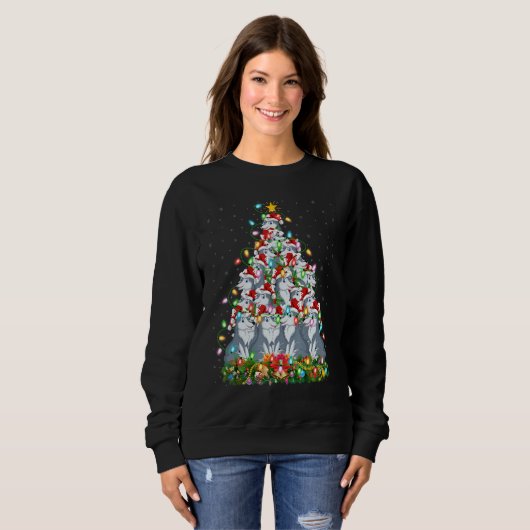 Sweatshirt Wolf   Xmas Lights Santa Wolf Christmas Tree (Devant entier)