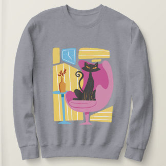 Sweatshirt Women's Black Cat Abstract 