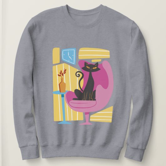 Sweatshirt Women's Black Cat Abstract  (Design devant)