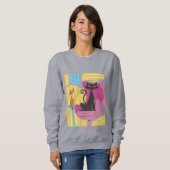 Sweatshirt Women's Black Cat Abstract  (Devant entier)