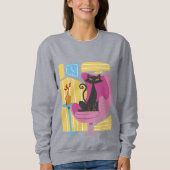 Sweatshirt Women's Black Cat Abstract  (Devant)