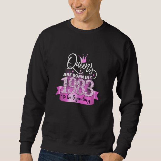 Sweatshirt Womens Born In 1983 I Elegant Pink Black Party Out (Devant)