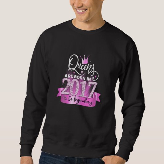 Sweatshirt Womens Born In 2017 I Elegant Pink Black Party Out (Devant)