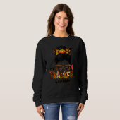 Sweatshirt Womens Cute One Thankful Grandma Messy Bun Fall Au (Devant entier)