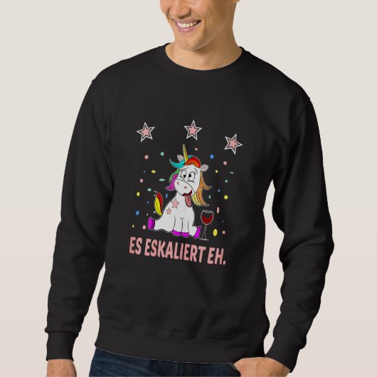 Sweatshirt Womens Es Escaliert Eh sauf Unicorn Wine Dit Wi (Devant)