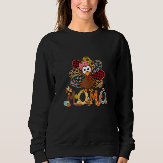 Sweatshirt Womens Fall Turkey Momo    Thanksgiving Doodle Gra (Devant)