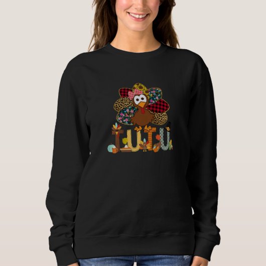 Sweatshirt Womens Fall Turkey Tutu  Thanksgiving Doodle Grand (Devant)