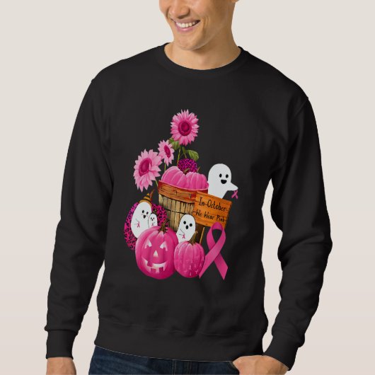 Sweatshirt Womens In October We Wear Pink Ghosts & Pumpkins F (Devant)