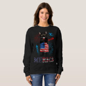 Sweatshirt Womens  Merica Black Cat Wine Glass Firework USA F (Devant entier)