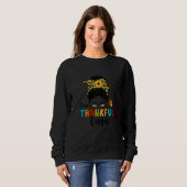 Sweatshirt Womens One Thankful Gaga Leopard Messy Bun Fall Th (Devant entier)