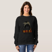Sweatshirt Womens One Thankful Ortho Nurse Messy Bun Leopard  (Devant entier)