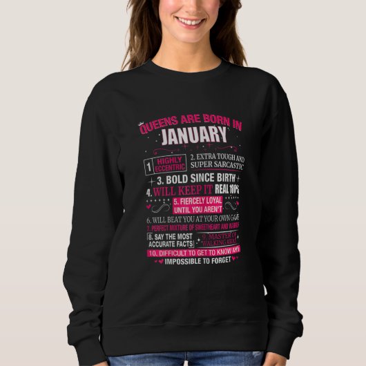 Sweatshirt Womens Queens Are Born In January (Devant)