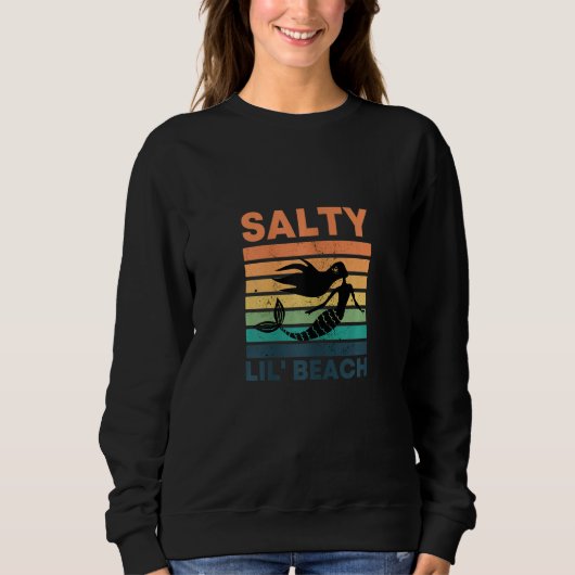Sweatshirt Womens Salty Lil' Beach   Retro Little Mermaid     (Devant)