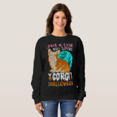 Sweatshirt Womens Scary Halloween dog corgi holder (Devant entier)