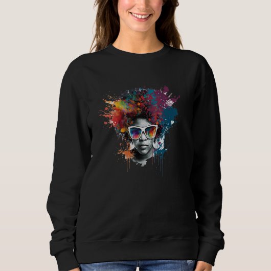 Sweatshirt Womens Strong Afro Black Women African American  1 (Devant)