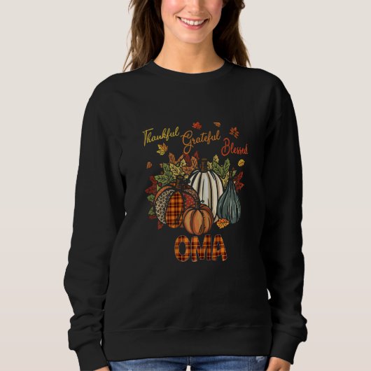 Sweatshirt Womens Thankful Grateful Blessed Oma Pumpkins Fall (Devant)