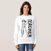 Sweatshirt Wonder Woman Enseignant Pose Noir & Blanc (Devant entier)
