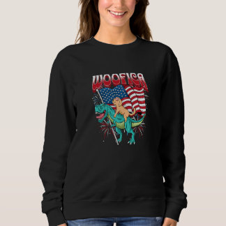 Sweatshirt WOOFICA chien Rex Dinosaur 4 juillet Drapeau amér