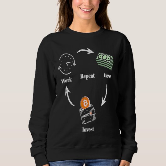 Sweatshirt Work Earn Invest Repeat Bitcoin (Devant)