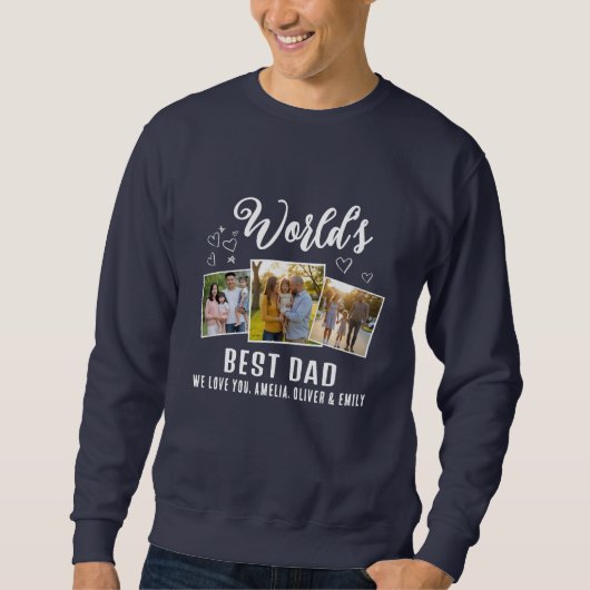 Sweatshirt World's Best Dad Custom 3 Photo Collage (Devant)