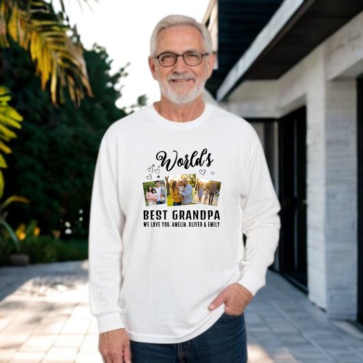 Sweatshirt World's Best Grandpa Custom 3 Photo Collage