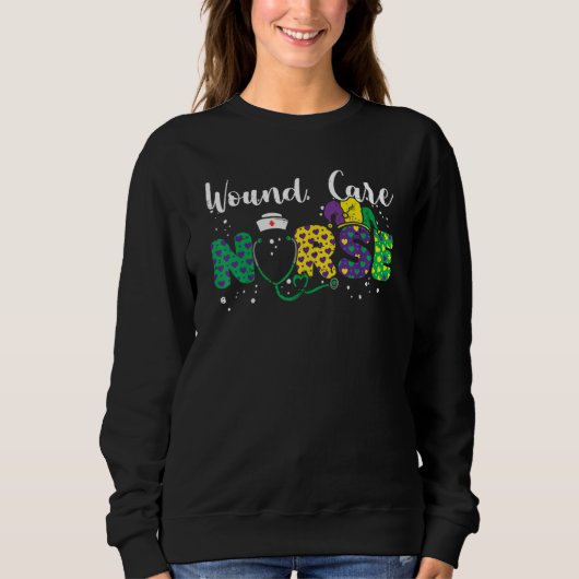 Sweatshirt Wound Care Nurse Mardi Gras Leopard Festival Party (Devant)
