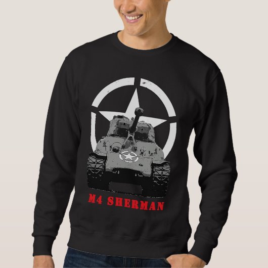 Sweatshirt WW2 American Battle Tank M4 Sherman (Devant)