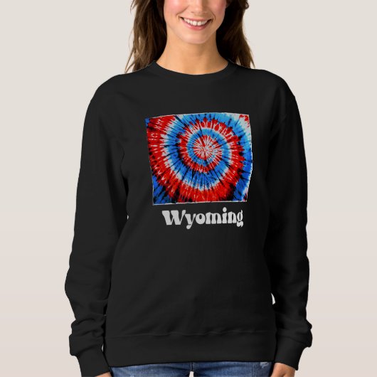 Sweatshirt Wyoming Tie Dye Red White Blue Patriotic (Devant)