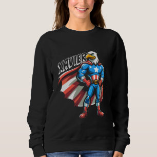 Sweatshirt Xavier USA Eagle Patriotic Superhero for Boys Nom