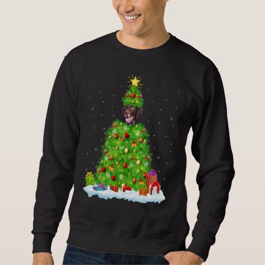 Sweatshirt Xmas Decorations Lights Santa Pointer Dog Christma (Devant)