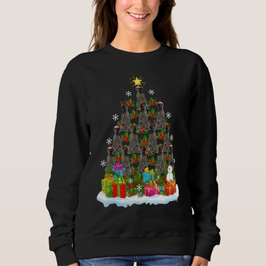 Sweatshirt Xmas Holiday German Wirehaired Pointer Dog Christm (Devant)