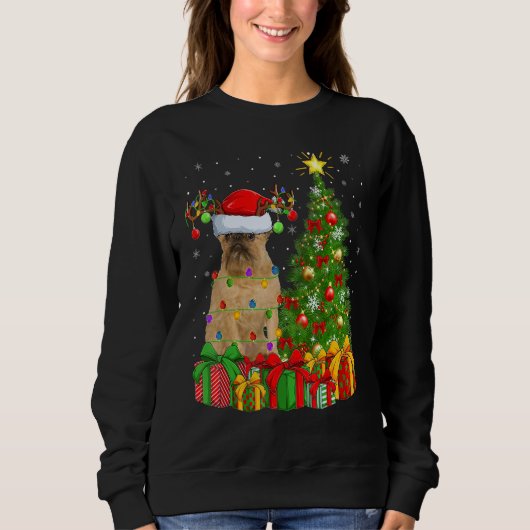 Sweatshirt Xmas Holiday Light Santa Brussels Griffon Dog Chri (Devant)
