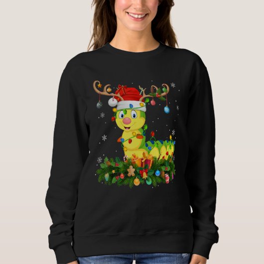 Sweatshirt Xmas Holiday Reindeer Hat Santa Caterpillar Christ (Devant)