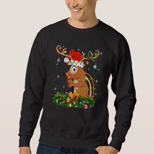 Sweatshirt Xmas Holiday Reindeer Hat Santa Chipmunk Christmas (Devant)