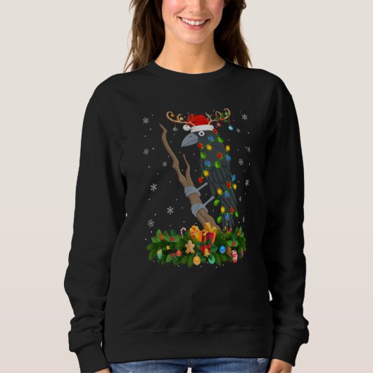 Sweatshirt Xmas Holiday Reindeer Hat Santa Crow Bird Christma (Devant)