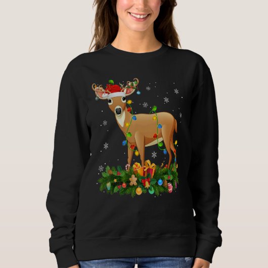 Sweatshirt Xmas Holiday Reindeer Hat Santa Deer Christmas (Devant)