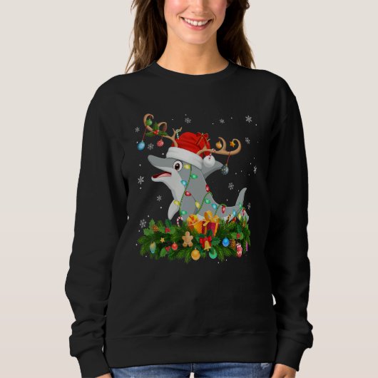 Sweatshirt Xmas Holiday Reindeer Hat Santa Dolphin Christmas (Devant)