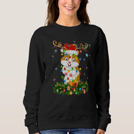 Sweatshirt Xmas Holiday Reindeer Hat Santa Hamster Christmas  (Devant)