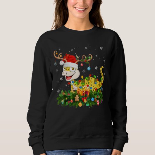 Sweatshirt Xmas Holiday Reindeer Hat Santa Lizard Christmas (Devant)