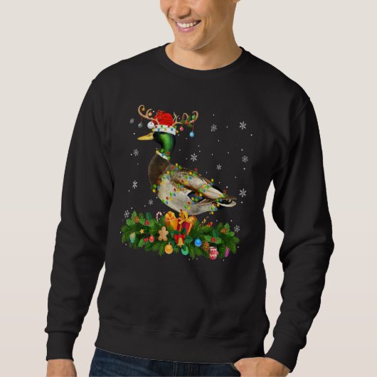 Sweatshirt Xmas Holiday Reindeer Hat Santa Mallard Bird Chris (Devant)