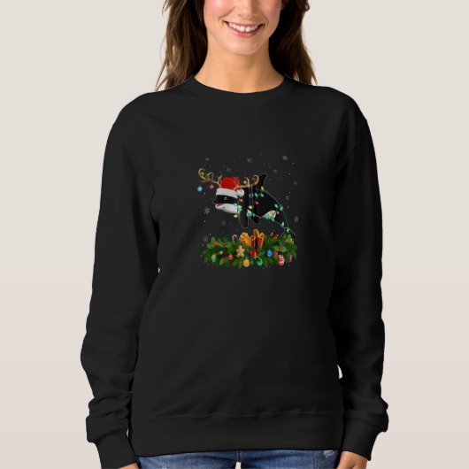 Sweatshirt Xmas Holiday Reindeer Hat Santa Orca Fish Christma (Devant)