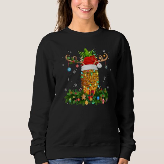 Sweatshirt Xmas Holiday Reindeer Hat Santa Pineapple Fruit Ch (Devant)