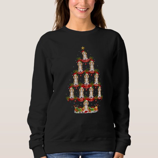 Sweatshirt Xmas Holiday  Santa Foxhound Dog Christmas Tree (Devant)